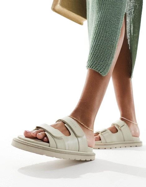 Walk London Budapest Double Strap Sandals In Off White Leather