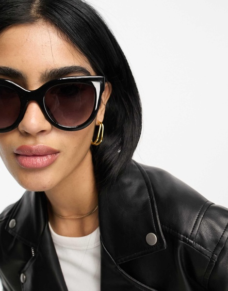 ASOS DESIGN chunky flare cat eye sunglasses in black