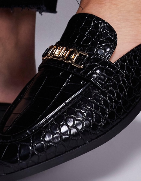 River Island backless mule loafers in black