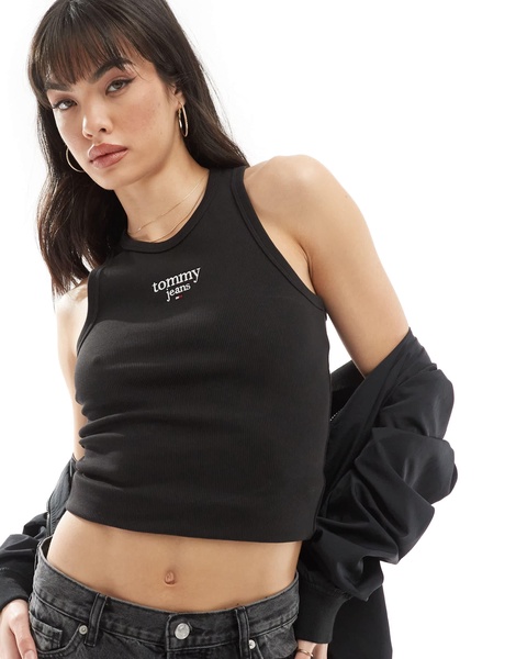 Tommy Jeans essential logo tank top in black