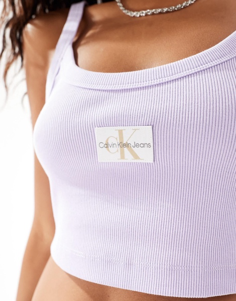 Calvin Klein Jeans ribbed bralet top in lilac