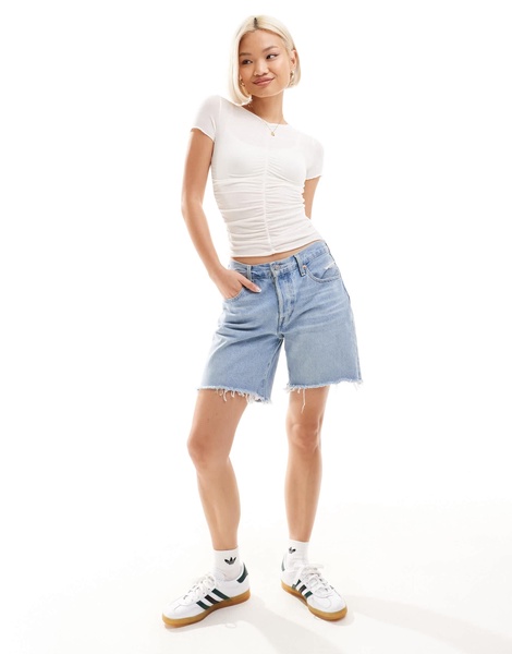 Cotton On ruched front crop t-shirt in stone