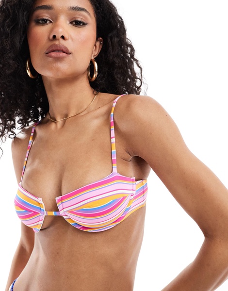 Bright Swimwear lola amalfi underwire stripe bikini top in pink