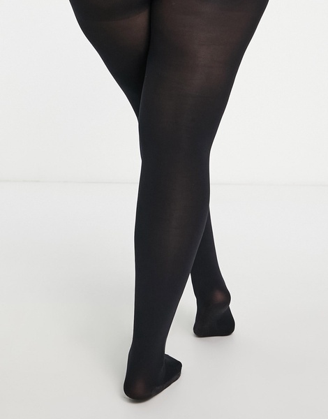 ASOS DESIGN Curve 2 pack 90 denier super stretch tights in black