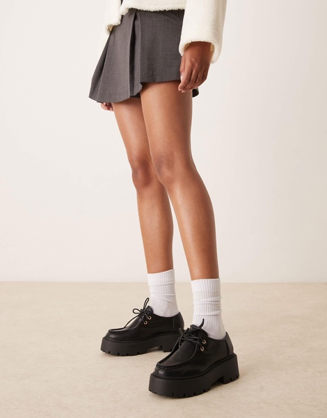 ASOS DESIGN Marley lace up flat shoe in black