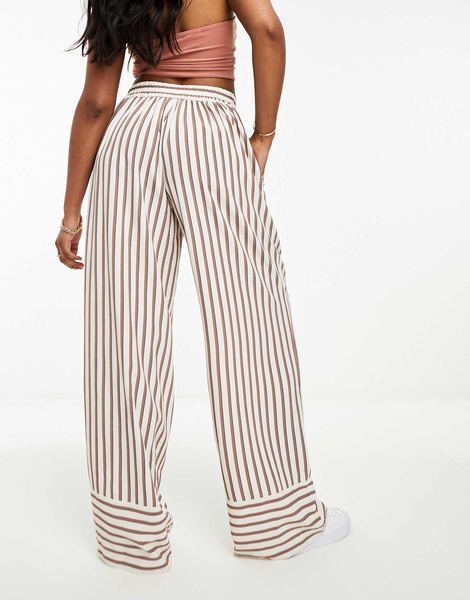 River Island wide leg stripe pants in cream