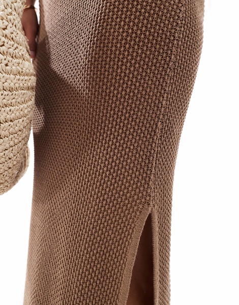 COLLUSION textured knit maxi skirt in taupe