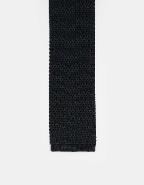 Twisted Tailor knitted tie in black