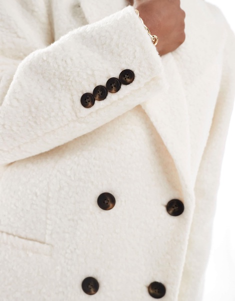 ASOS DESIGN Tall cozy boucle dad coat in cream