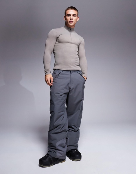 ASOS 4505 Ski seamless thermal base layer 1/4 zip top in clay