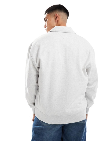 Tommy Jeans explorer luxe logo half zip sweatshirt in gray