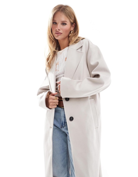 ASOS DESIGN throw-on formal coat in cream