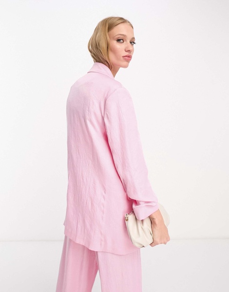 River Island ruched sleeve blazer in pink - part of a set