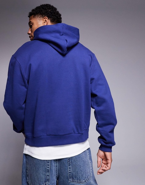 ASOS DESIGN premium heavyweight boxy oversized hoodie 400gsm in blue