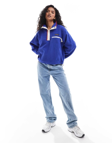 Columbia Helvetia II cropped half snap fleece in clematis blue