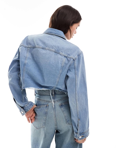 Mango raw hem denim jacket in light blue - part of a set