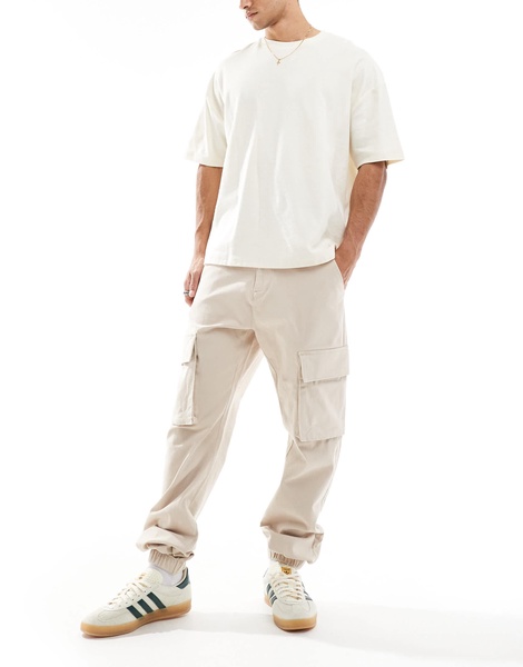 French Connection cuffed cargo pants in stone