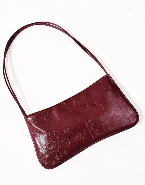 ASOS DESIGN shoulder bag with skinny double strap in burgundy