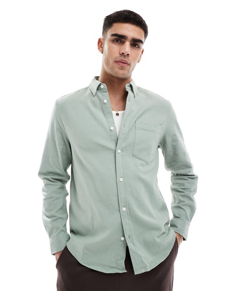 ASOS DESIGN brushed oxford shirt in green