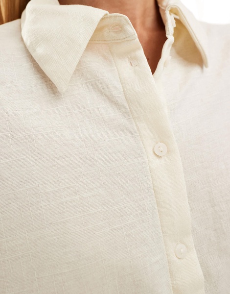 Vila stretch textured jersey shirt in cream - part of a set