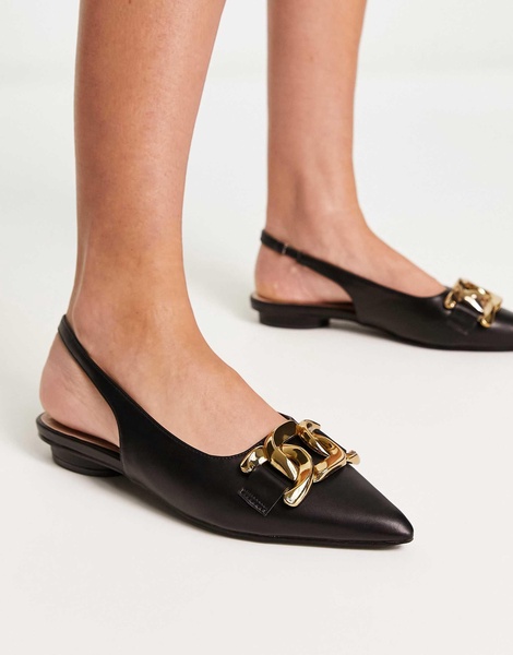 RAID flat shoes with gold buckle in black