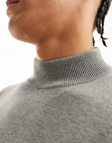 Threadbare Tall cotton turtleneck sweater in light gray heather