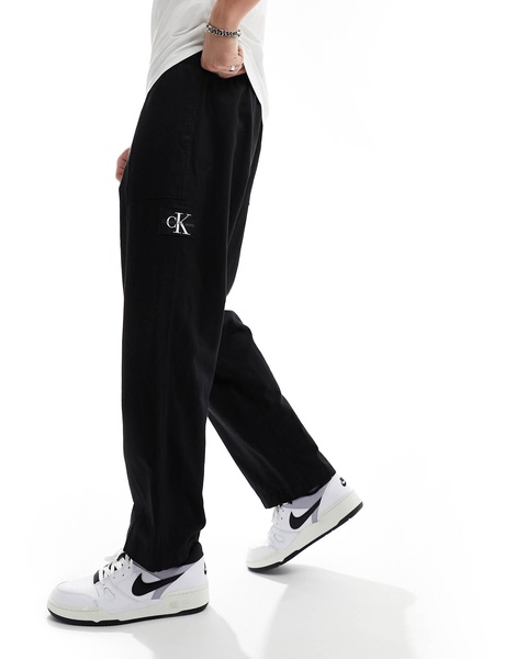 Calvin Klein Jeans linen mix pants in black