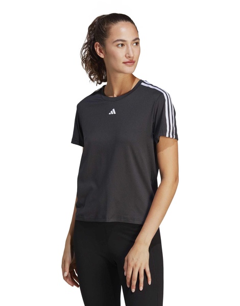 adidas Aeroready Train Essentials 3-Stripes Tee in black and white