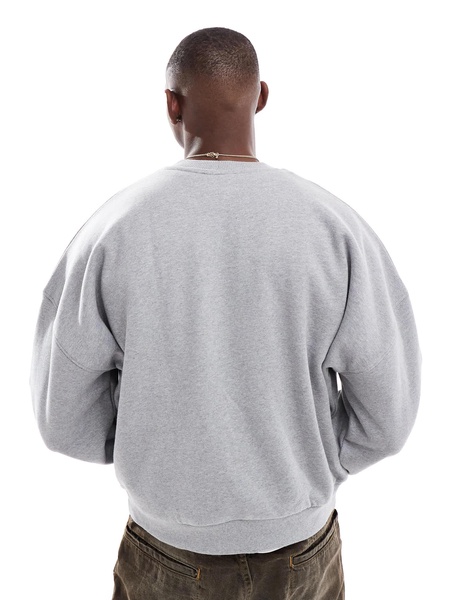 ASOS DESIGN premium heavyweight boxy oversized drop shoulder sweatshirt 400gsm in gray heather