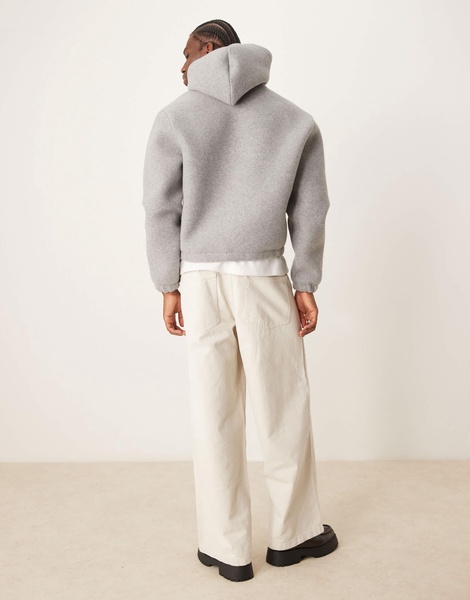 ASOS DESIGN Premium boxy oversized scuba felt hoodie in gray heather