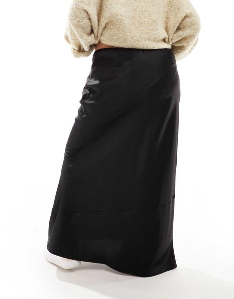 COLLUSION Plus satin slip maxi skirt in black