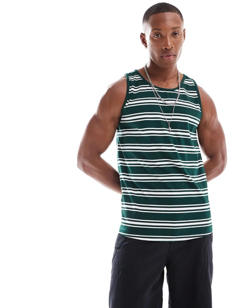 Brave Soul classic striped tank in green & white