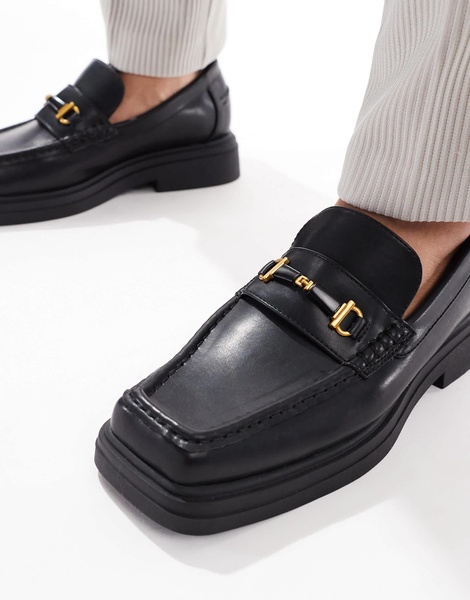 ASOS DESIGN loafers in black with square toe