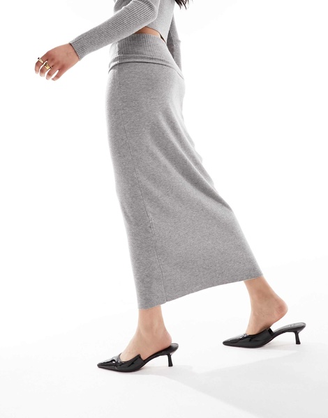 Mango knit fold over skirt in gray - part of a set