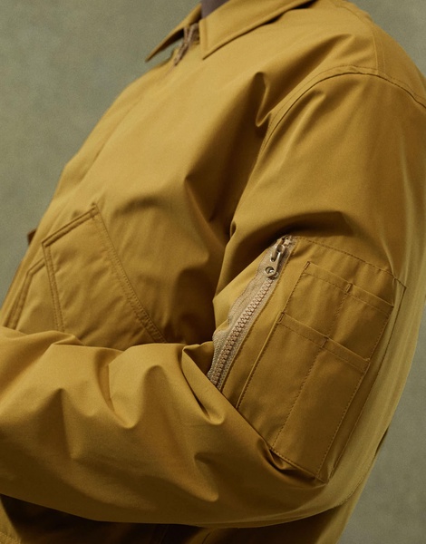 ASOS DESIGN oversized bomber jacket with MA1 pocket in mustard