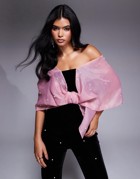 ASOS LUXE organza velvet and pearl top - part of a set