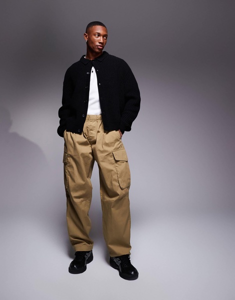 ADPT tapered balloon fit cargo pants in tan