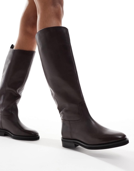 ASOS DESIGN Cheltenham smart leather knee boots in brown