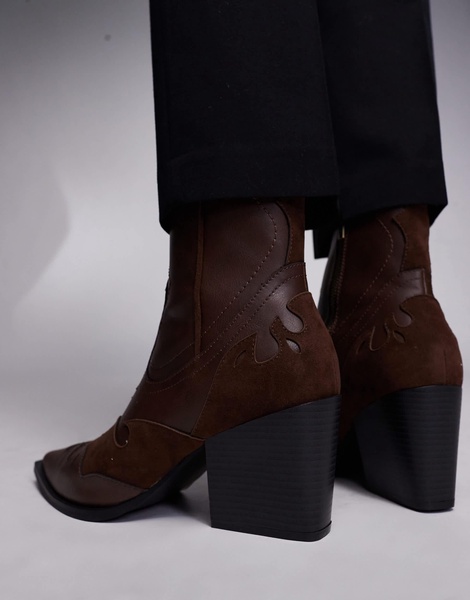 ASOS DESIGN western chelsea boots in brown with cuban heel