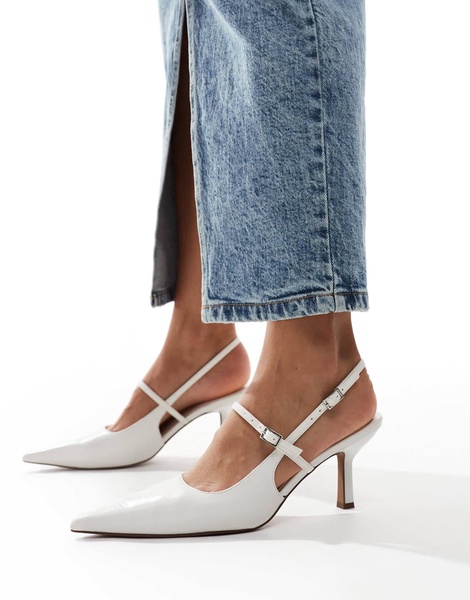 ASOS DESIGN Swipe mary-jane mid heeled shoes in white