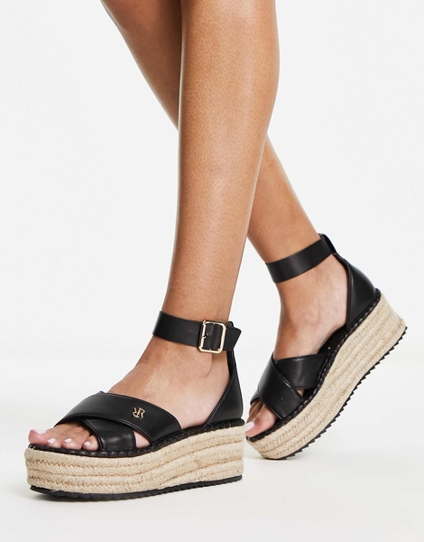 River Island strappy espadrille wedge in black