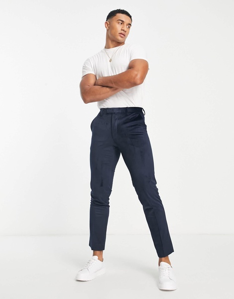 French Connection velvet suit pants in navy