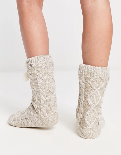 UGG Pom fleece lined socks in stone