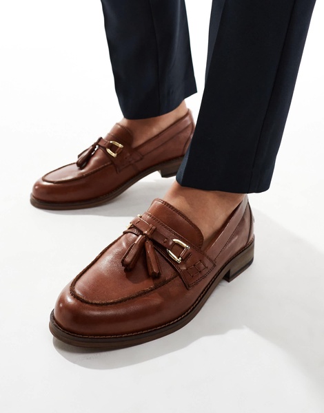 ASOS DESIGN tassel loafers in tan leather