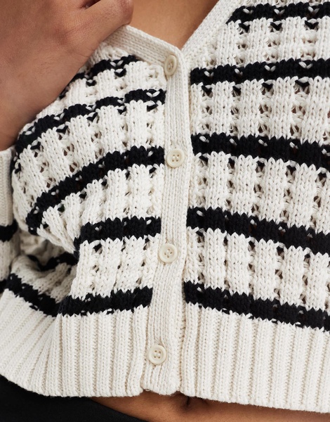 Cotton On its a match v neck stripe knit cardigan