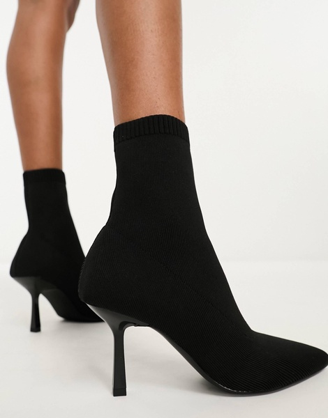 ASOS DESIGN Rosetta kitten heel sock boots in black