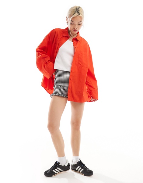 COLLUSION poplin oversized shirt in red