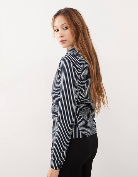 Motel Tarsi mono stripe fitted shirt in navy