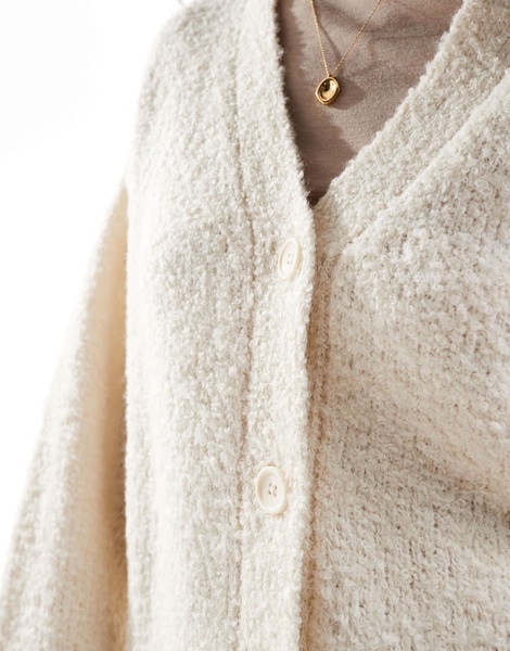 ASOS DESIGN oversized cardigan in boucle in cream