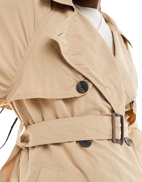 French Connection long lightweight trenchcoat in stone